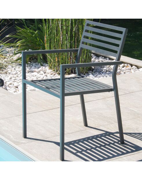 2 sedie da giardino impilabili GASTON antracite - 60x55x82 cm