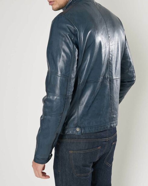 Blouson en Cuir d'Agneau Meyer marine