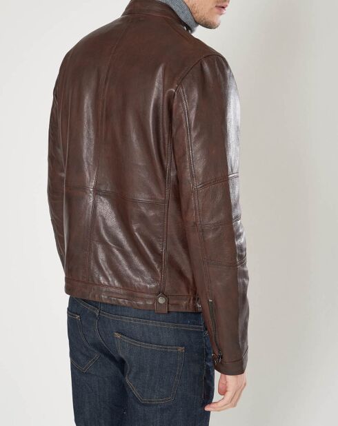 Blouson en Cuir d'Agneau Meyer marron