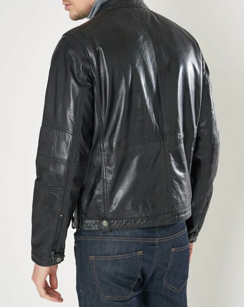 Blouson en Cuir d'Agneau Meyer noir