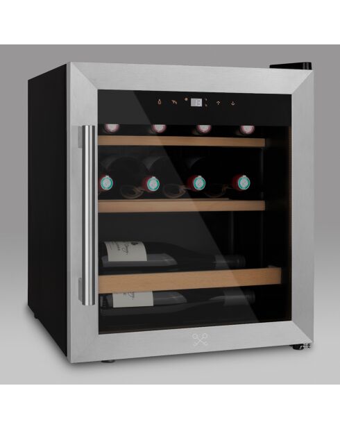 Vrijstaande wijnkoeler met 15 flessen zwart/grijs - 43x48x51,3 cm