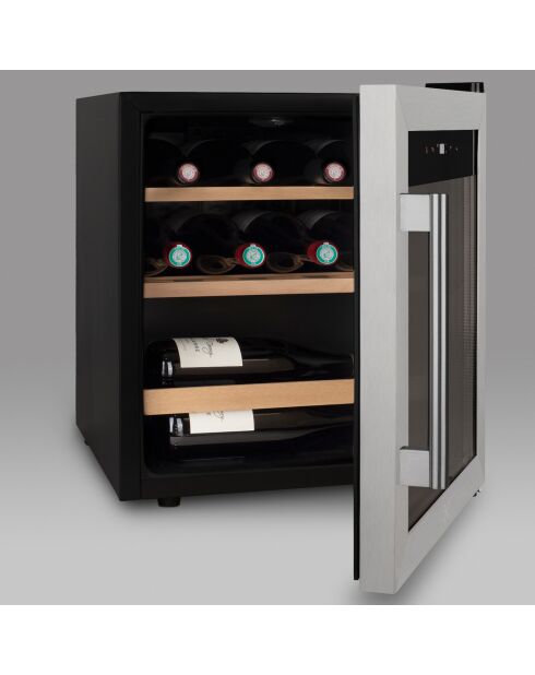 Vrijstaande wijnkoeler met 15 flessen zwart/grijs - 43x48x51,3 cm