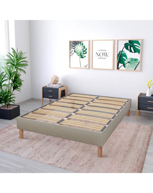 Sommier en bois Kit Lino beige - 160x200 cm