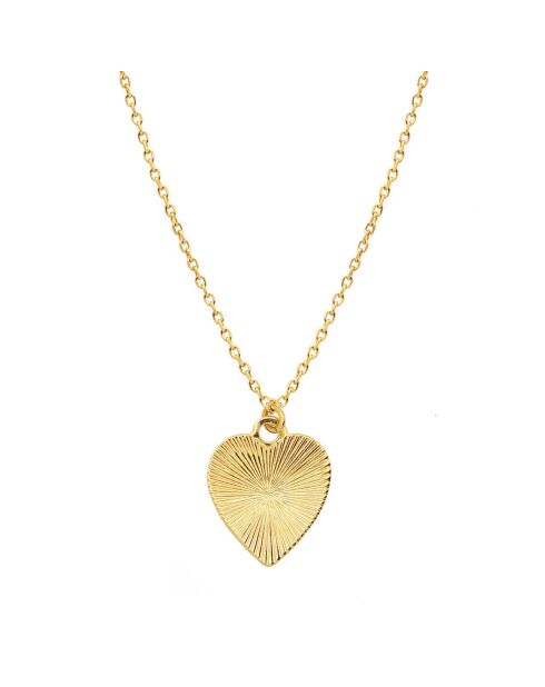 Collier Coeur Strié en laiton doré