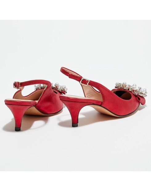 Slingbacks en Cuir métallisé  Milia rouges - Talon 6 cm