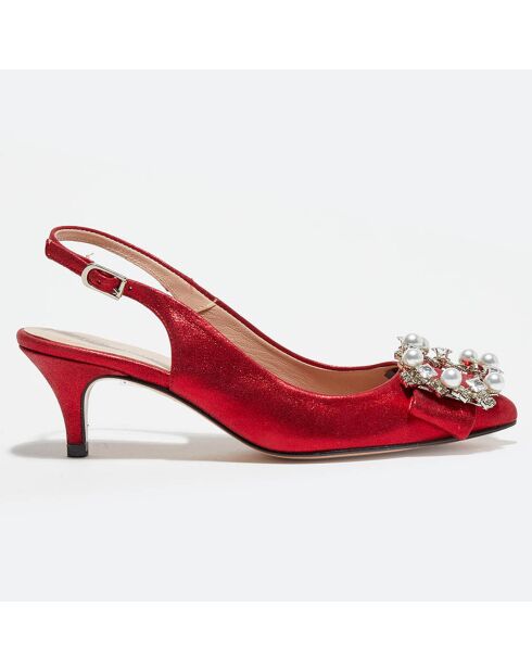 Slingbacks en Cuir métallisé  Milia rouges - Talon 6 cm