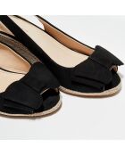 Slingbacks compensés en Velours de Cuir Lizia noirs - Talon 7 cm