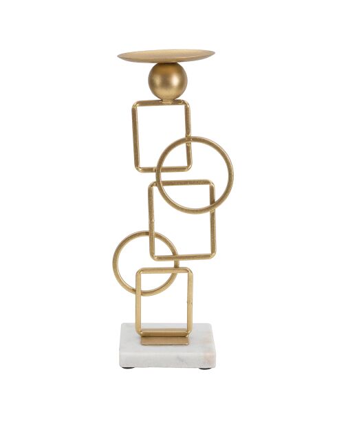 Portacandele in metallo dorato e bianco - 13x10x31,5 cm