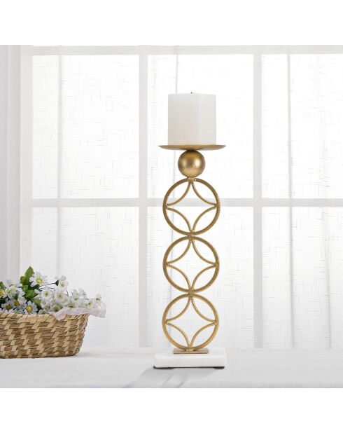 Portavelas de metal con forma de estrella dorada/blanca - 10x10x32 cm