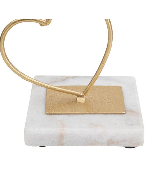 Hearts metalen kaarshouder goud/wit - 14,5x10x32,5 cm