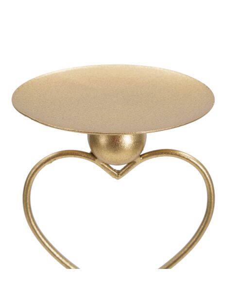Hearts metalen kaarshouder goud/wit - 14,5x10x32,5 cm