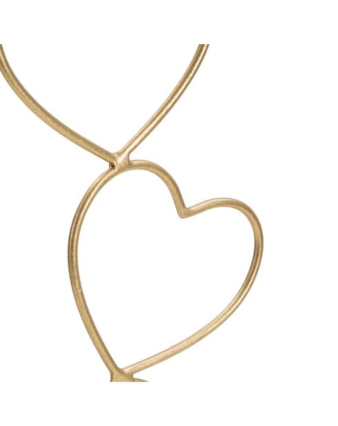 Hearts metalen kaarshouder goud/wit - 14,5x10x32,5 cm