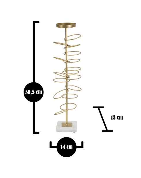 Anillos portavelas de metal dorado/blanco - 14x13x50,5 cm