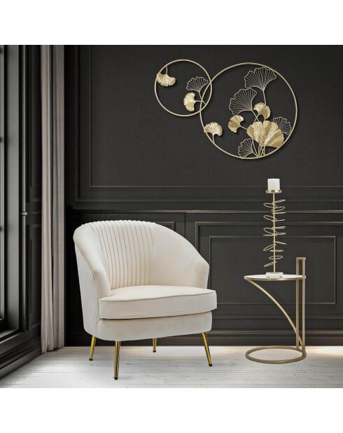 Anillos portavelas de metal dorado/blanco - 14x13x50,5 cm