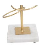 Bougeoir en métal rings doré/blanc - 14x13x50.5 cm