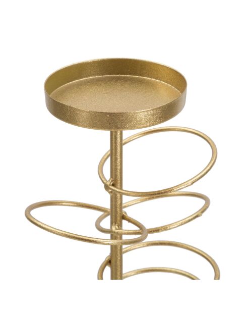 Bougeoir en métal rings doré/blanc - 14x13x50.5 cm