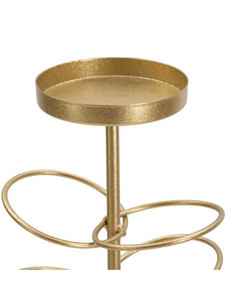 Bougeoir en métal rings doré/blanc - 14x13x46 cm