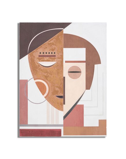 Gemälde auf Leinwand mit Holzrahmen, ethnisches Gesicht, mehrfarbig - 60x2,7x80 cm