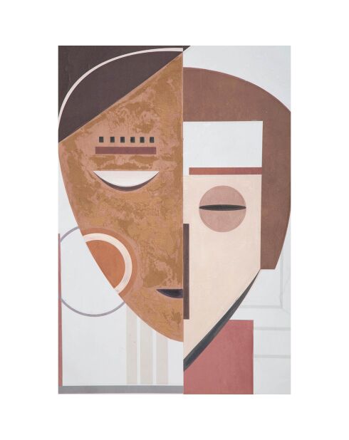 Gemälde auf Leinwand mit Holzrahmen, ethnisches Gesicht, mehrfarbig - 60x2,7x80 cm