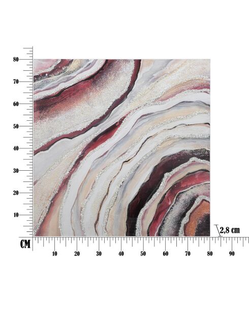 Gemälde auf Leinwand mit Holzrahmen fertig mehrfarbig - 80x2,8x80 cm