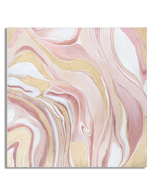 Tableau sur toile avec cadre en bois pinkly multicolore - 80x2.8x80 cm