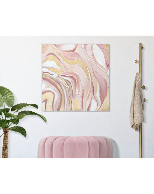 Tableau sur toile avec cadre en bois pinkly multicolore - 80x2.8x80 cm