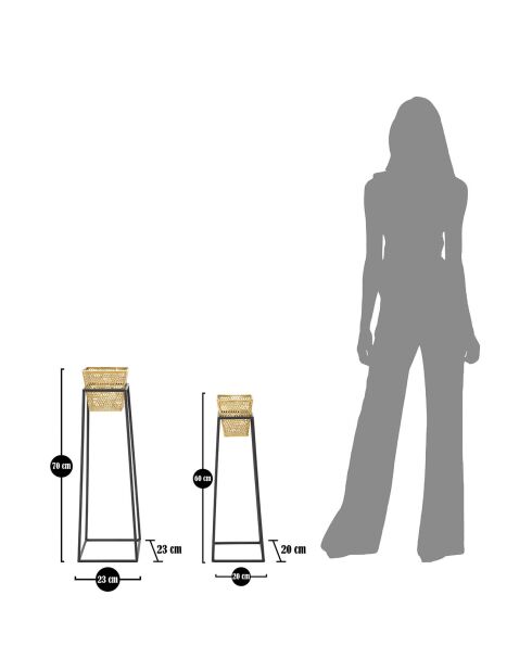 2 portavasos cuadrados de metal dorado/negro