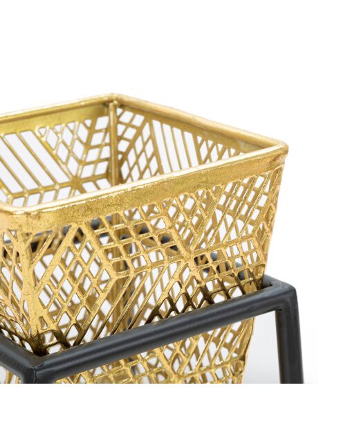 2 portavasos cuadrados de metal dorado/negro