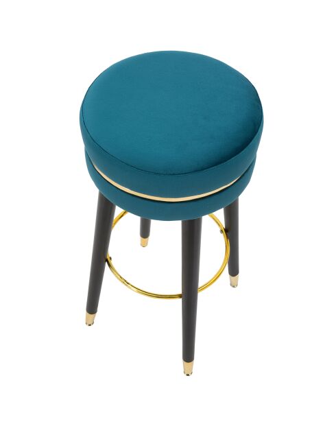 Barhocker Paris aus Holz und Samt in Blau/Gold/Schwarz - D.35x74 cm
