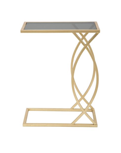 Table d'appoint en métal et verre glam noir/doré - 45.5x25.5x60 cm