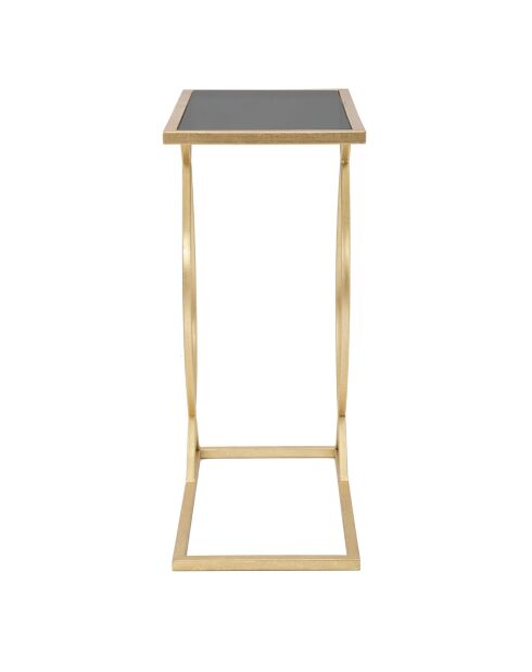 Table d'appoint en métal et verre glam noir/doré - 45.5x25.5x60 cm