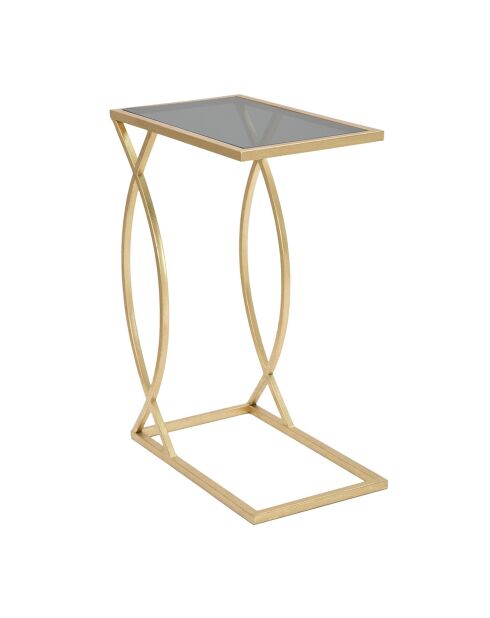 Table d'appoint en métal et verre glam noir/doré - 45.5x25.5x60 cm