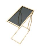 Bijzettafeltje van glam glas en metaal in zwart/goud - 45,5x25,5x60 cm