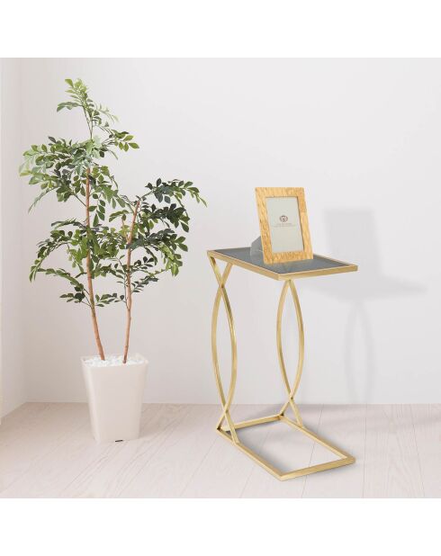 Table d'appoint en métal et verre glam noir/doré - 45.5x25.5x60 cm
