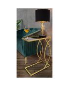 Bijzettafeltje van glam glas en metaal in zwart/goud - 45,5x25,5x60 cm