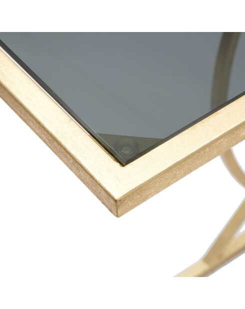 Bijzettafeltje van glam glas en metaal in zwart/goud - 45,5x25,5x60 cm