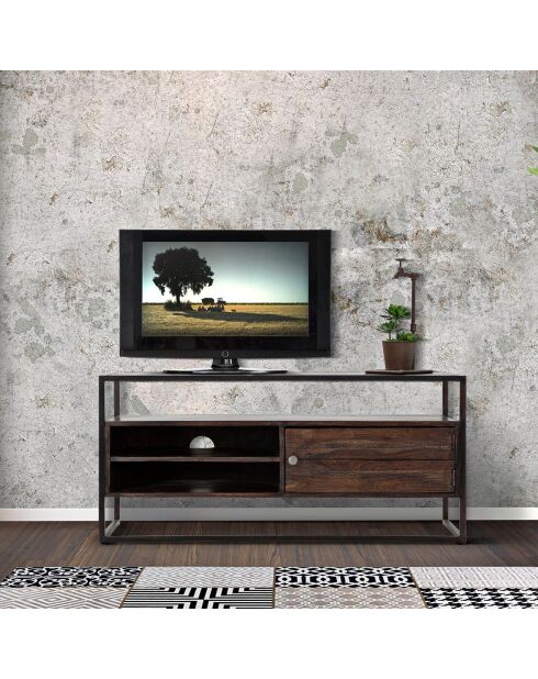 Meuble TV burn en bois marron - 120x40x55 cm