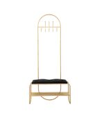 Meuble d'entrée avec banc doré/noir - 80x38.5x180 cm