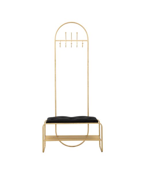 Meuble d'entrée avec banc doré/noir - 80x38.5x180 cm