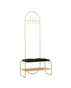Meuble d'entrée avec banc doré/noir - 80x38.5x180 cm