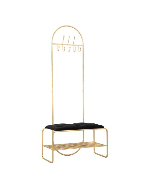 Meuble d'entrée avec banc doré/noir - 80x38.5x180 cm