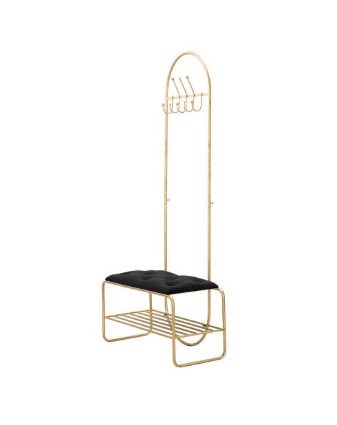 Meuble d'entrée avec banc doré/noir - 80x38.5x180 cm