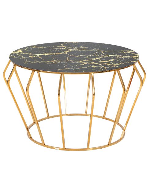Table basse ronde en métal histor doré/noir - 44.5x78x78 cm