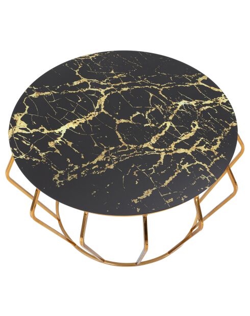 Table basse ronde en métal histor doré/noir - 44.5x78x78 cm
