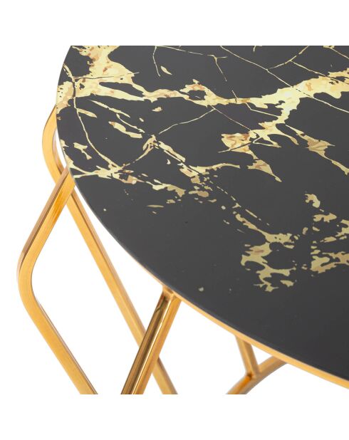 Table basse ronde en métal histor doré/noir - 44.5x78x78 cm