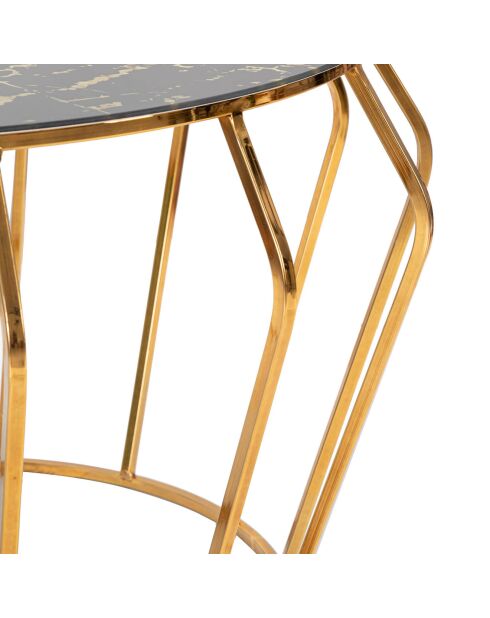 Table basse ronde en métal histor doré/noir - 44.5x78x78 cm