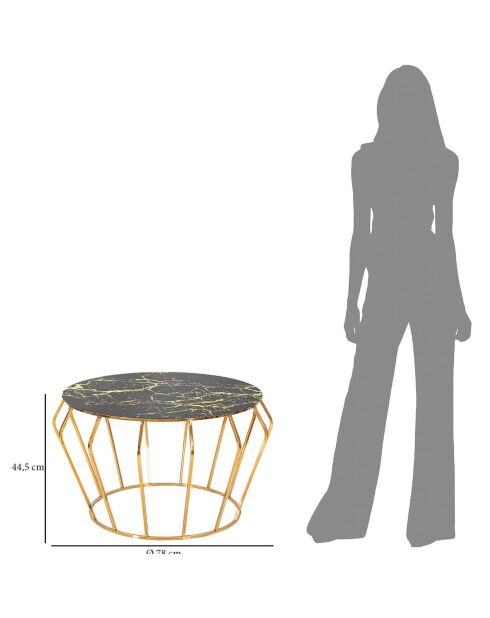Table basse ronde en métal histor doré/noir - 44.5x78x78 cm