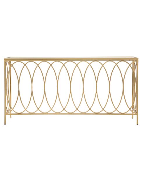 Console arc simili marbre doré/crème - 160x40x79 cm