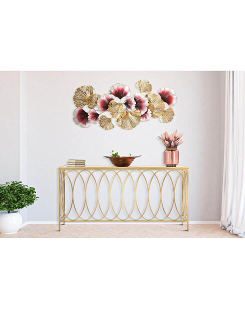 Console arc simili marbre doré/crème - 160x40x79 cm