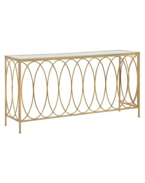 Console arc simili marbre doré/crème - 160x40x79 cm